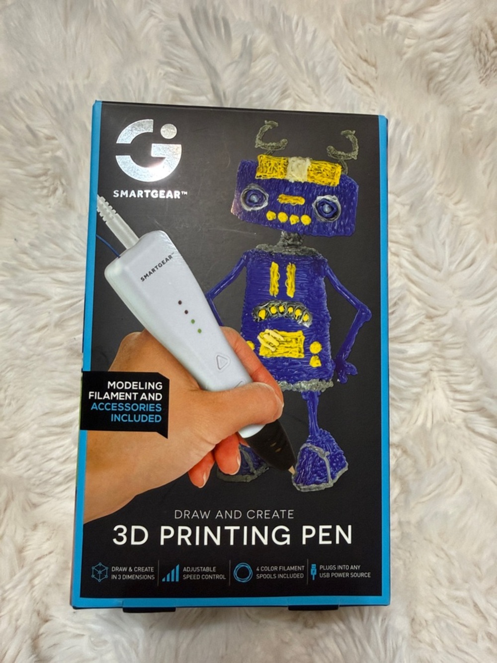 SMARTGEAR 3D Printing Pen in White with Colorful Filament Accents